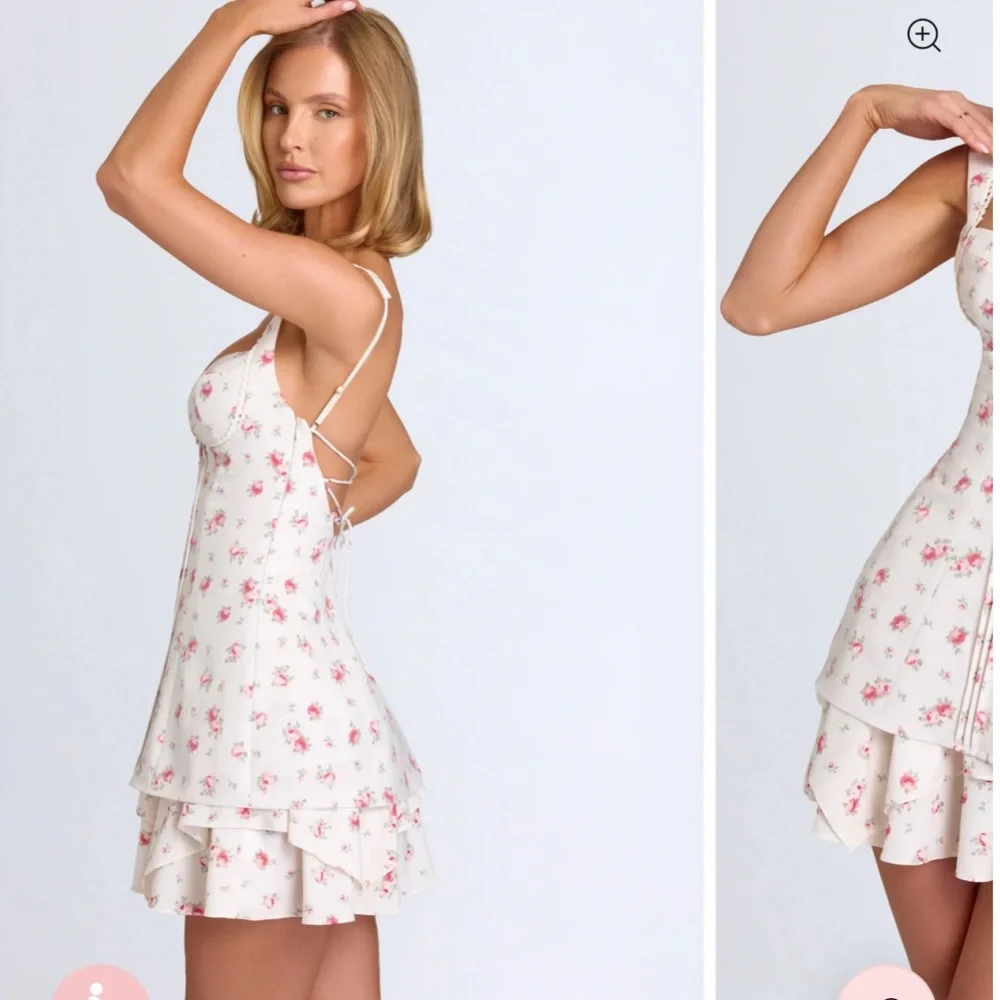 Oh Polly Floral White and Pink Mini Dress - Picture 2 of 4